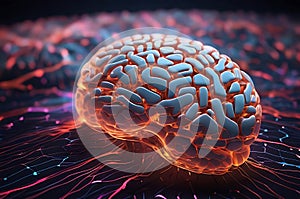 Human interact with AI artificial intelligence brain processor in concept of AI artificial intelligence