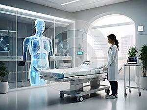 Human interact with AI artificial intelligence brain processor in concept of AI artificial intelligence