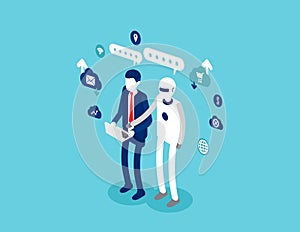 Human interactive tech interactive. Robot and Human concept