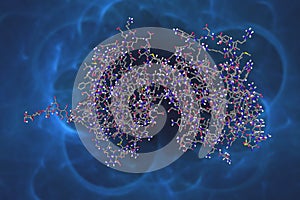 Molecular model of human interferon beta, a naturally occurring cytokine involved in regulating the inflammatory photo