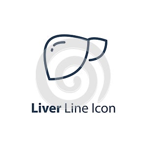 Human internal organ, healthy liver, vector line icon