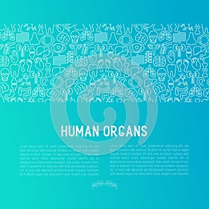 Human internal organs concept with thin line icons