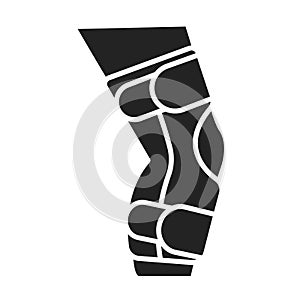 Human knee orthosis medical equipment glyph black icon. Orthopedic leg joint bandage. Isolated vector element