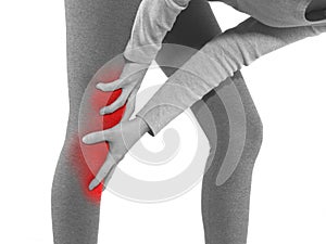 Human knee pain joint problem medical health care concept.