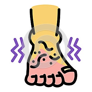 Human leg frostbite icon, outline style