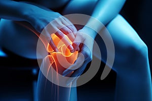 Human leg with knee pain. Osteoarthritis inflammation Of bone joints