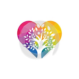 Human life logo icon of abstract people tree vector.