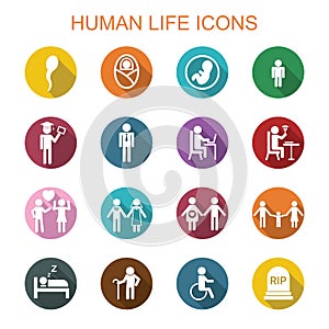 Human life long shadow icons