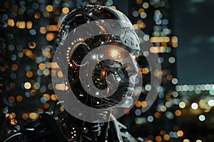 human-like robot with lights, generative AI
