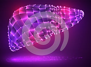 human liver. 3d vector. organ in the style of crystal. triangulator, point, triangle