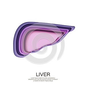 Hombre hígado en reducir estilo. púrpura en capas el organo en blanco 