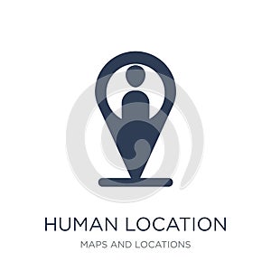 Human Location icon. Trendy flat vector Human Location icon on w