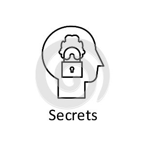 Human, lock, brain in mind icon. Element of human mind with name icon. Thin line icon for website design and development, app