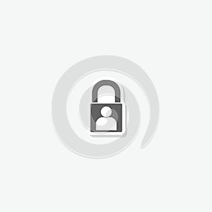 Human Lock Security Icon sticker isolated on gray background