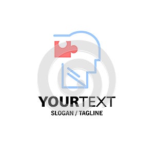 Human, Logical, Mind, Puzzle, Solution Business Logo Template. Flat Color