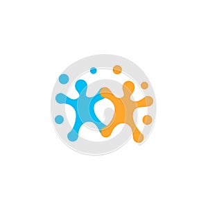 Human logo, mutual aid icon, people together abstract logotype. People support and hope symbol. Partnership vector