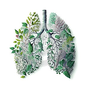 Human lung but composed of plants and leaves - health - Illustration