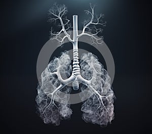 Human lungs with bronchi and pulmonars alveoli, artwork