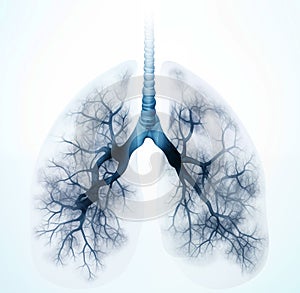 Human lungs with bronchi and pulmonars alveoli, artwork