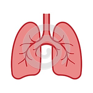 Human lungs cartoon design isolated