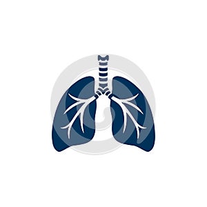 Human lungs icon in flat linear style. Pictogram, logo design of human internal organ.