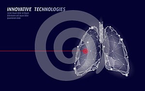 Human lungs laser surgery operation low poly. Medicine disease drug treatment painful area. Red triangles polygonal 3D