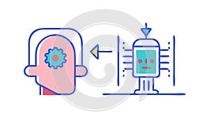 Human-machine interface, integrating mind with technology, vector design Generative AI