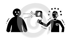 Human-machine interface, symbolizing virtual reality or AI connection. vector design Generative AI