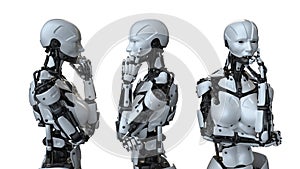 human-made white artificial intelligence robot to meet future convenience