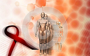 Human male body and HIV ribbon