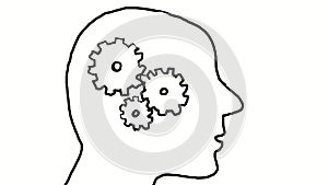 Human With Mechanical Gears for Brain Drawing