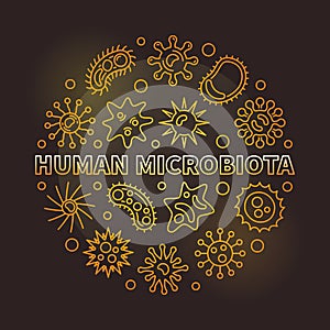 Human microbiota round vector golden outline illustration photo