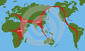 Human Migration Paths World Geographical Area Early Ages photo