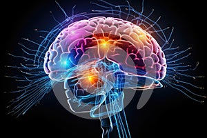 Human Mind Brain neurons Neuroplasticity via axons & dendrites. Synapses neurotransmitter. Neural Brain Axon, ion channels, Myelin