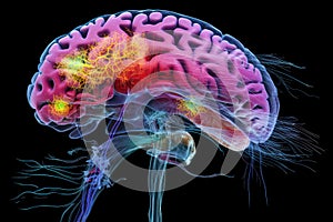 Human Mind Brain neurons Neuroplasticity via axons & dendrites. Synapses neurotransmitter. Neural Brain Axon, ion channels, Myelin