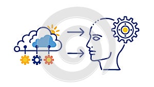 Human Mind Data Processing, AI and Cognition, vector design Generative AI