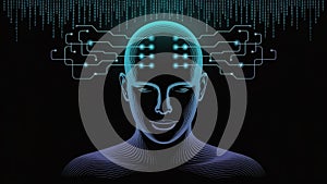 Human mind with digital connections human head artificial intelligence