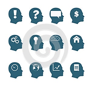 Human mind icons style flat design eps 10