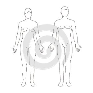 Human naked body Infographic, male and female