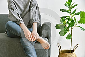 Human and nature, Houseplants growing in living room for indoor air purification and home decorative