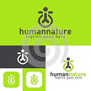 human nature logo design.simple Modern abstract vector illustration icon style design.minimal Black and white color