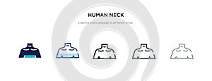 Human neck icon in different style vector illustration. two colored and black human neck vector icons designed in filled, outline