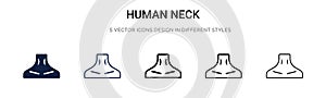 Human neck icon in filled, thin line, outline and stroke style. Vector illustration of two colored and black human neck vector