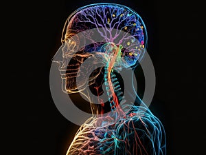 Human Nerve System Concept Illustration AI Generative