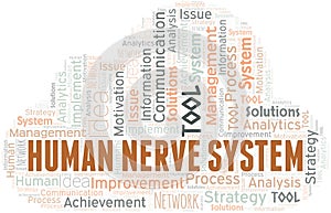 Human Nerve System typography vector word cloud.