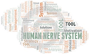 Human Nerve System typography vector word cloud.