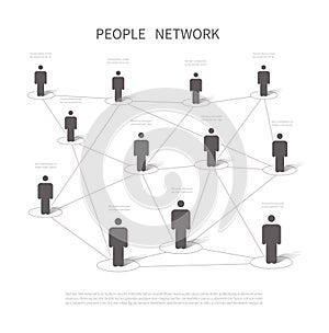 Human network connection. Connecting people in social networking. Company structure and internet 3d vector concept