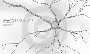 Human neuron low poly anatomy concept. Artificial neural network technology science medicine cloud computing. AI 3D