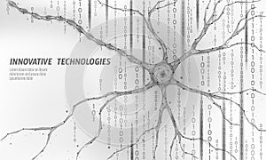 Human neuron low poly anatomy concept. Artificial neural network technology science medicine cloud computing. AI 3D