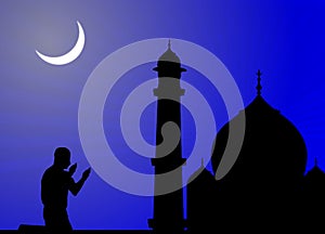 Human offering prayers, mosque